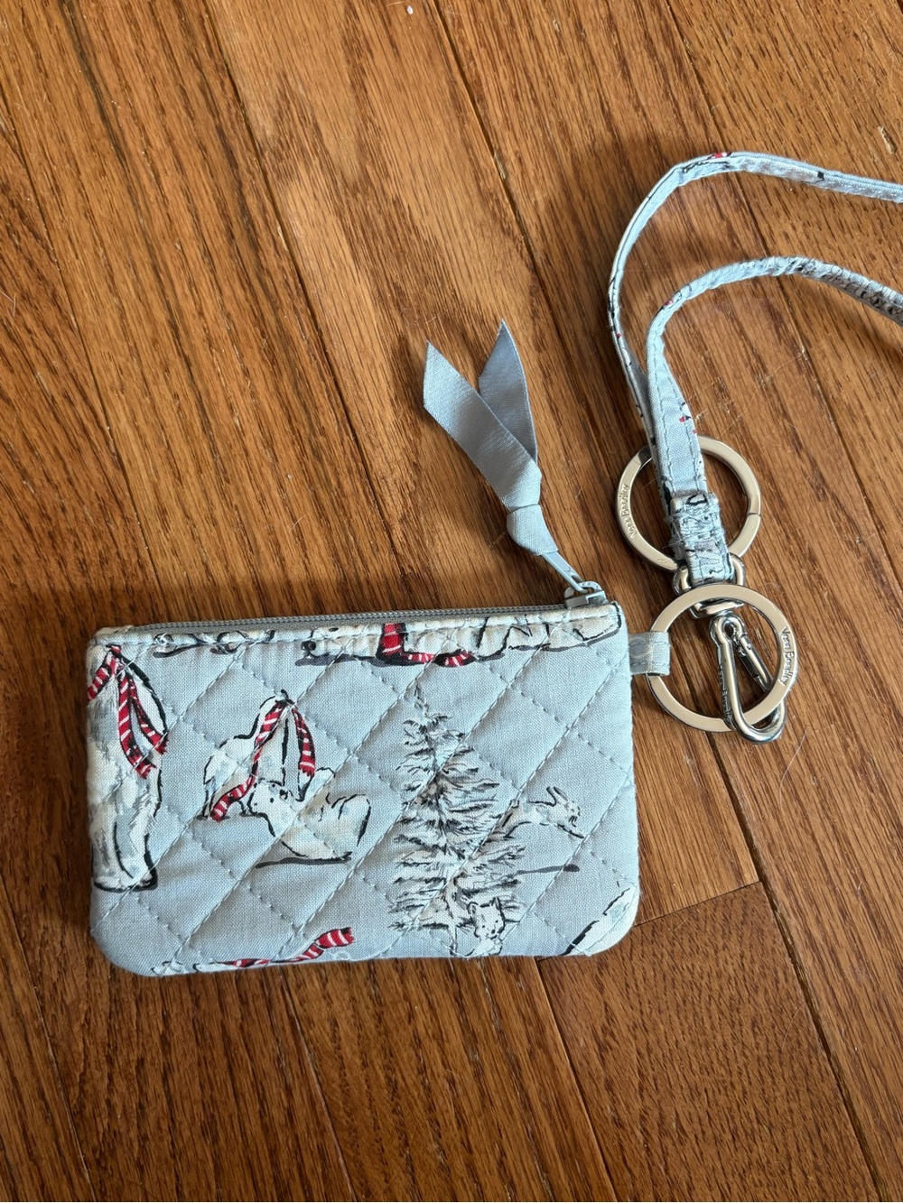 Vera Bradley Light Blue "Beary Merry" ID Card Holder Wallet w/ Lanyard - Picture 3 of 8